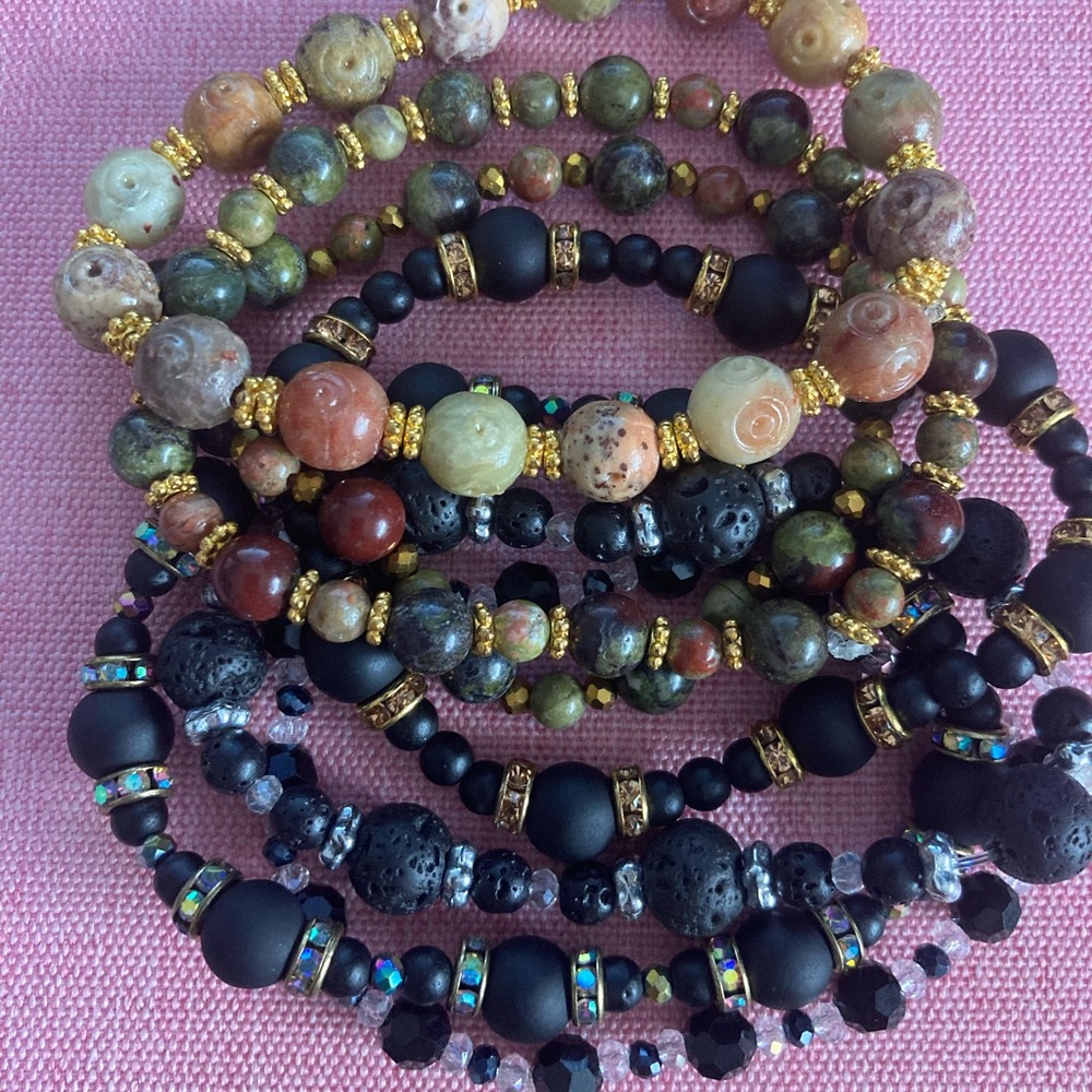 Stackable Stretch Bracelets - Handmade